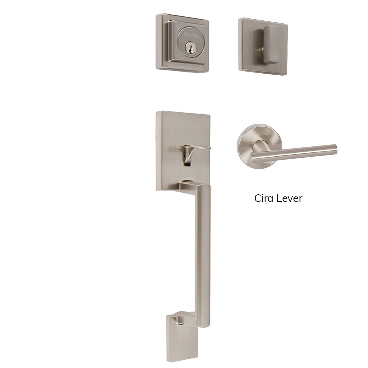 Avino Single Cylinder Handleset, Satin Nickel (US15) - Delaney