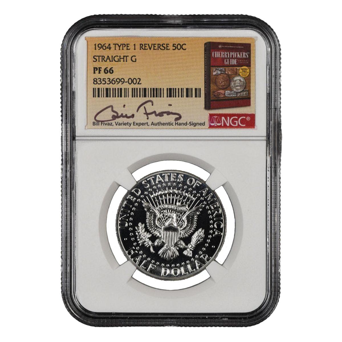 1964 Kennedy Half Dollar Type 1 Reverse NGC PF66 Straight G - Bill