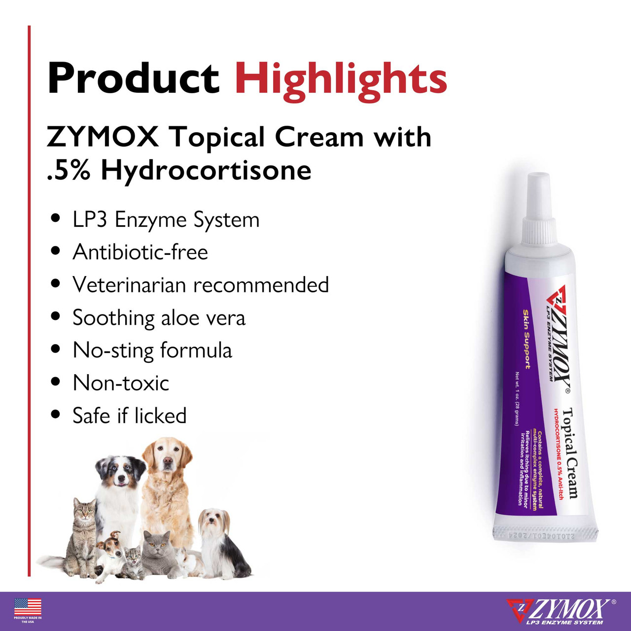 Zymox Topical Cream .5% hydrocortisone 1 oz