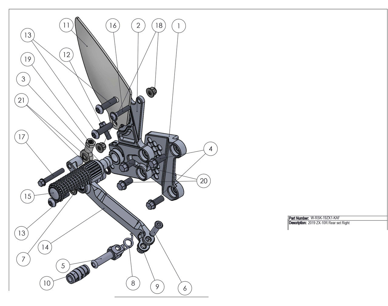 Graves Motorsports WORKS Kawasaki ZX-10R / ZX-10RR Adjustable Rearsets