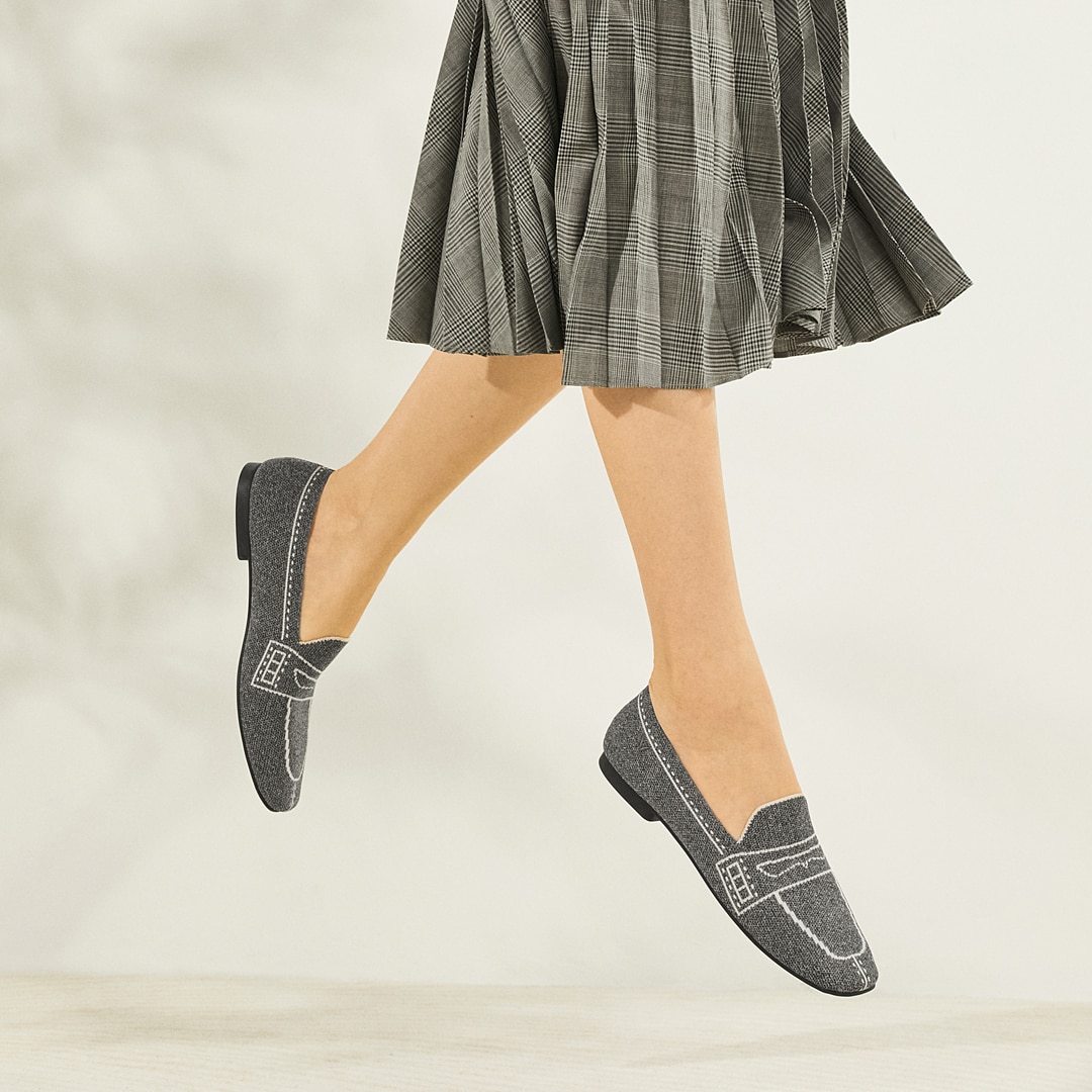 Sierra Square-toe Loafers in Rich Grey-Sustainable & Washable | VIVAIA