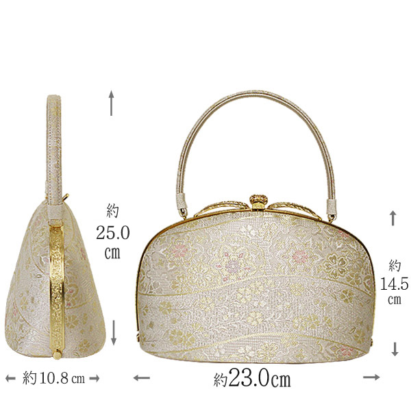 草履バッグセット 沙織 礼装用 シルバー系の草履&華柄のバッグ S/LL