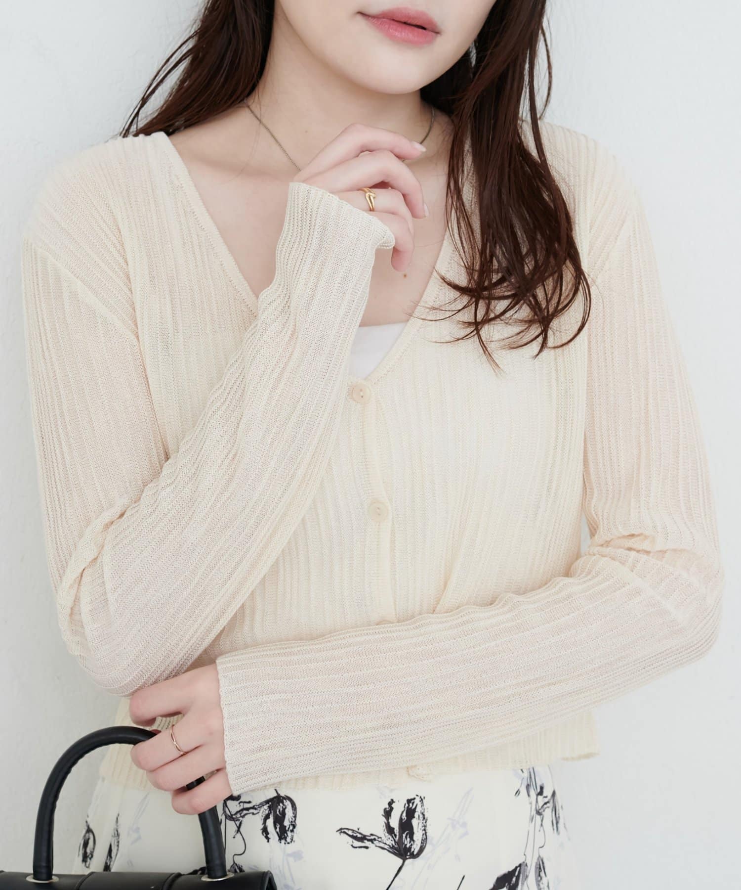 針抜きリブVネックシアーカーディガン | natural couture(ナチュラル