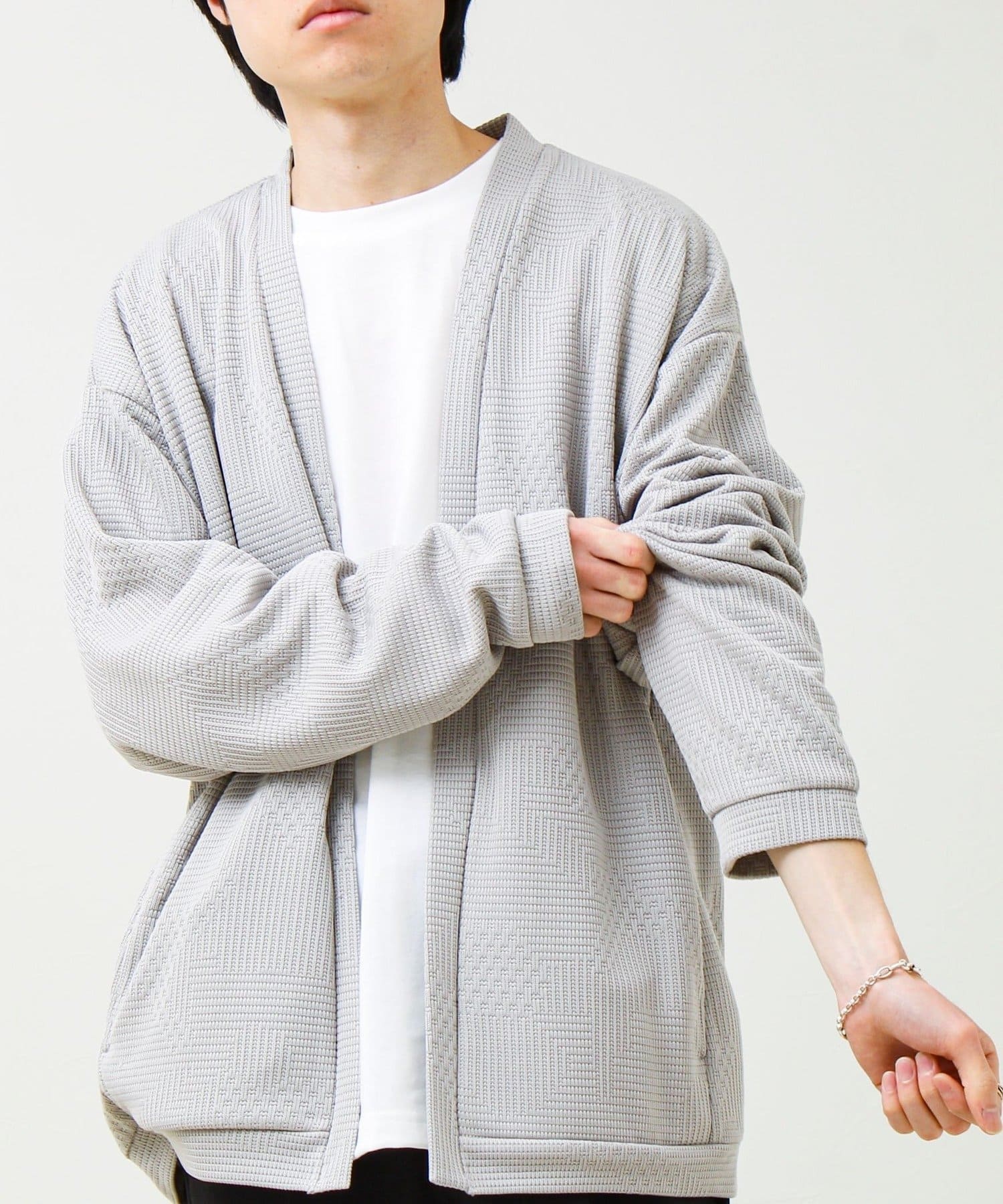 ロンTとカーデの2点セット】ランダムジャガード アンサンブル