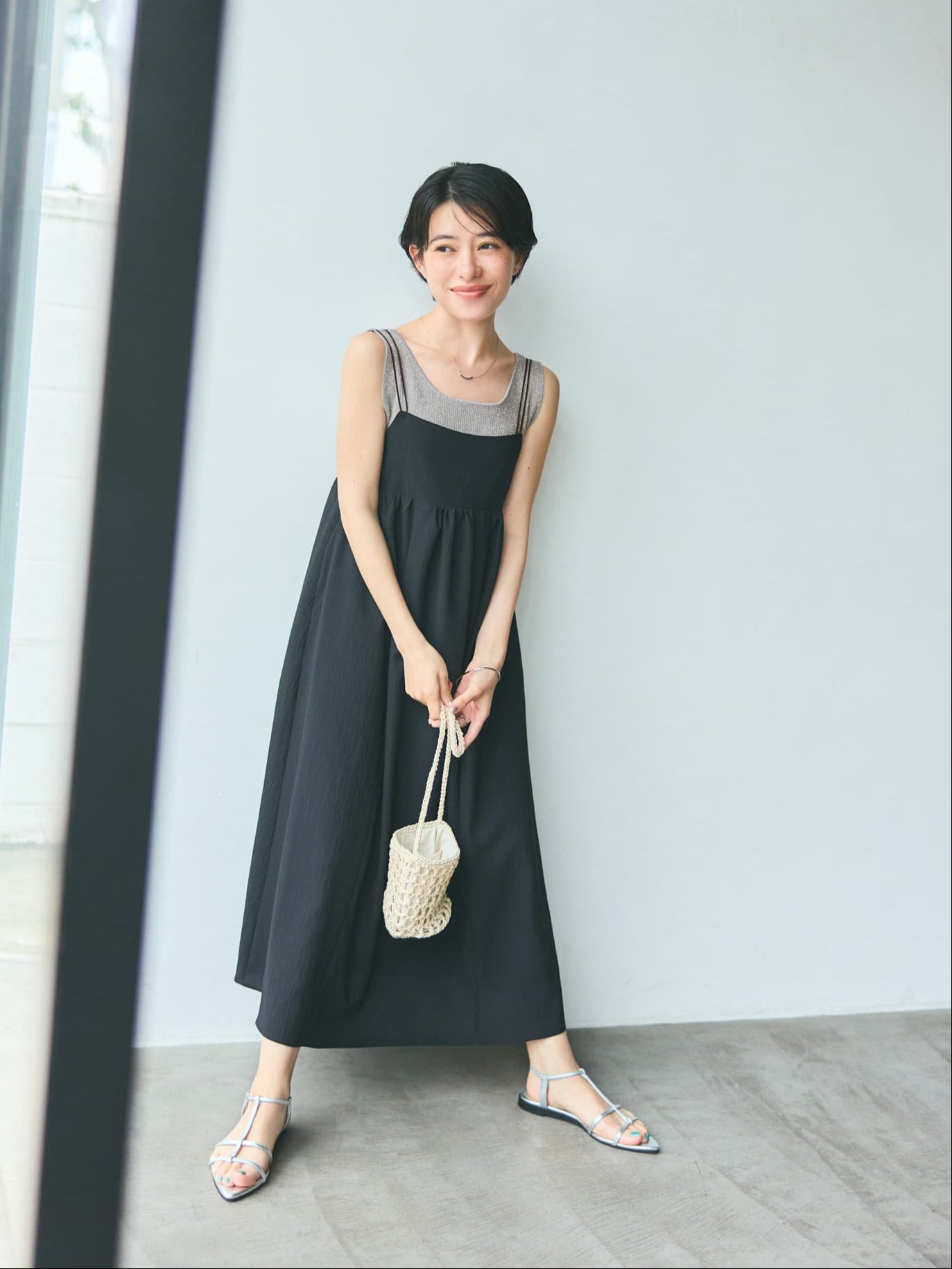 ナローストラップギャザーキャミワンピース | 小柄・低身長女性向け