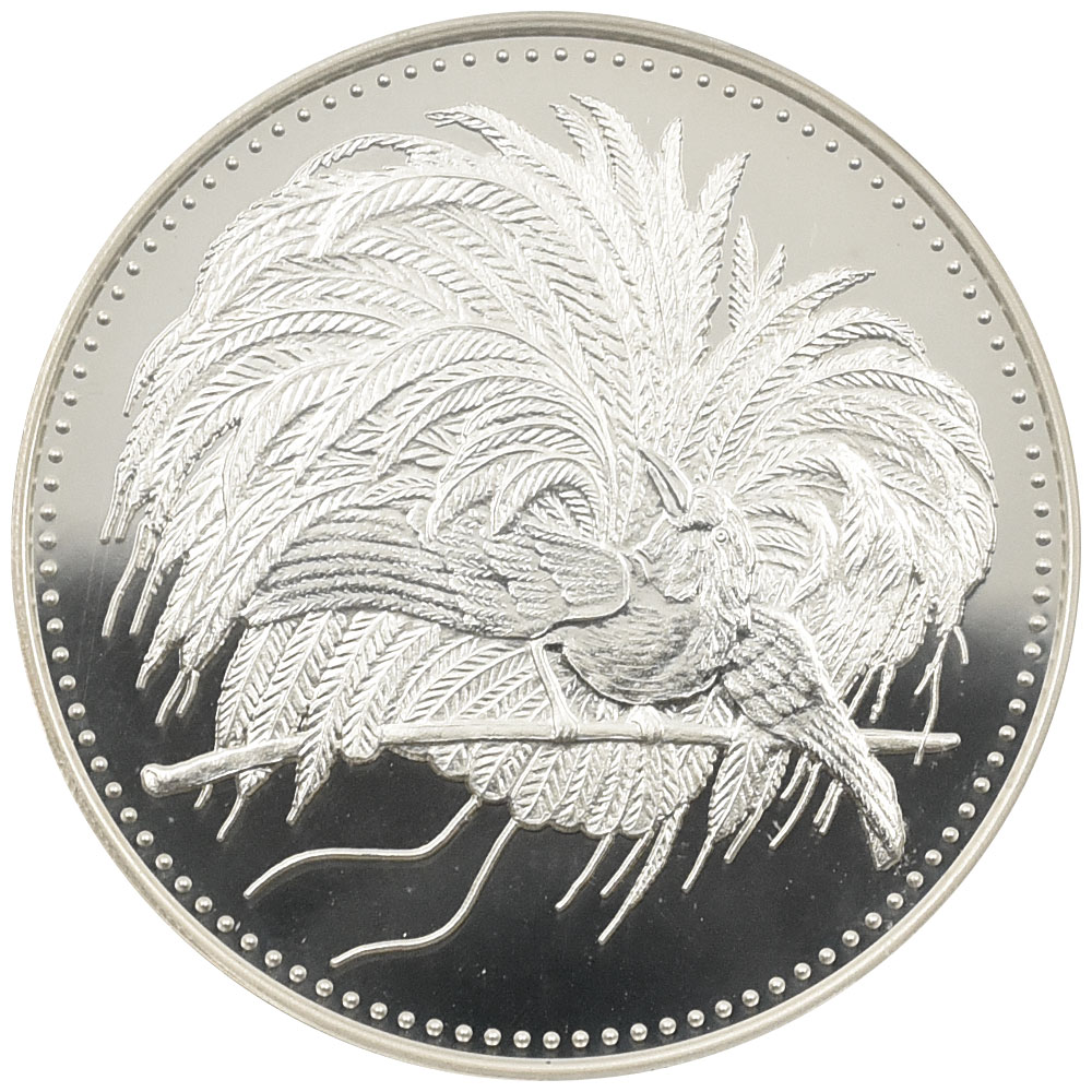 パプアニューギニア 1994 5キナ 銀貨 PCGS PR69DCAM 極楽鳥 100周年