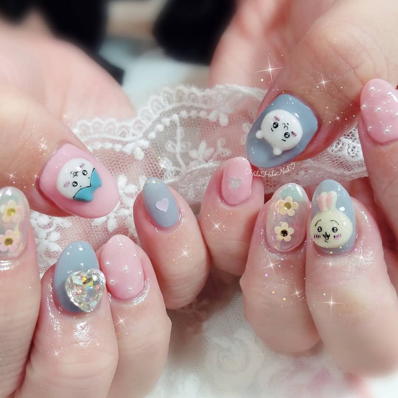 3dネイル ネイル ジェルネイル デコパーツ 星 月 ねこ ハチワレ ちい