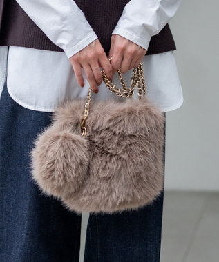 見上愛さん着用】フェイクファー チャーム バッグ / 23区