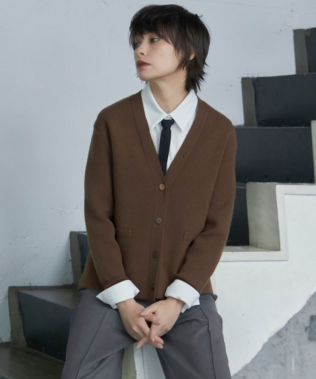 洗える】ソフトカシミヤミックス Vネックニットカーディガン / ICB