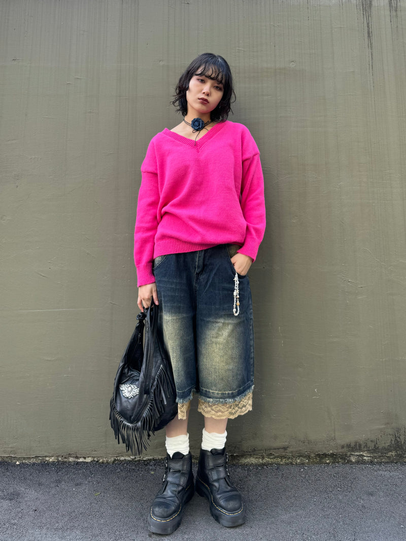 ビビットピンクVネックニット DPA20440 – CRAMMY