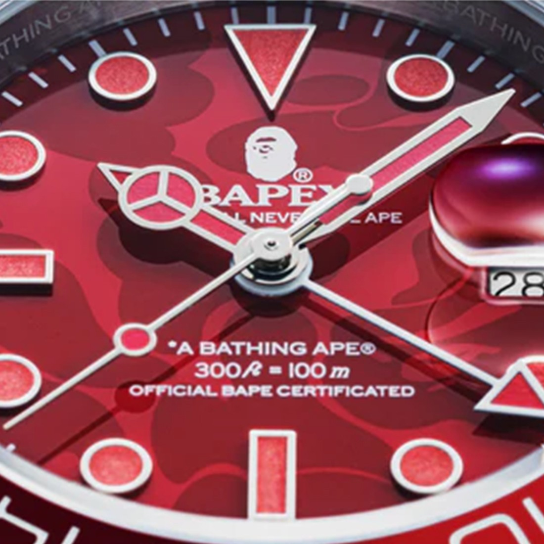 A Bathing Ape Type 2 Bapex Colorcamo Watch red