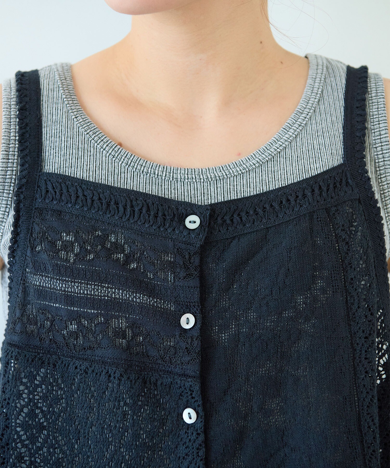 AMBIDEX Store ○indiaパッチワークレース キャミビスチェ(F クロ): yuni