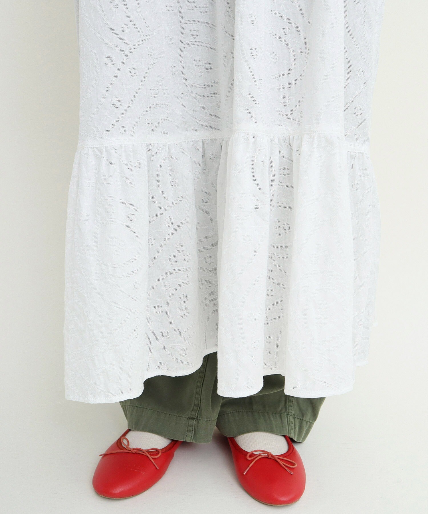 AMBIDEX Store ○○からみジャカード ノースリーブワンピース(F アカ