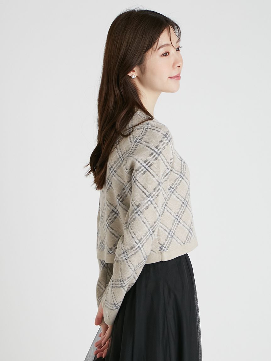 チェックジャカードカーディガン(ニットプルオーバー)｜TOPS（トップス