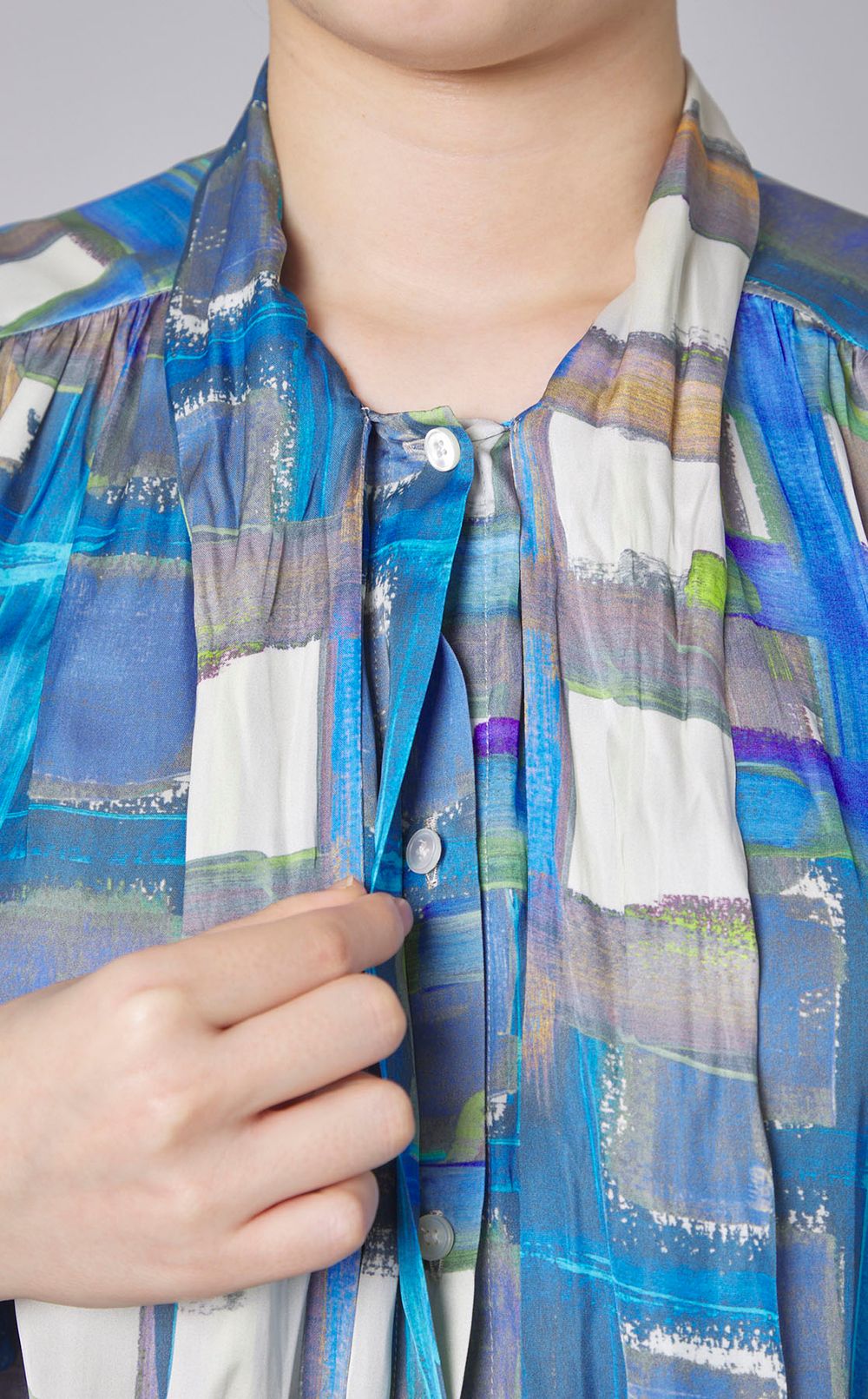 Ballsey｜チェックプリントボウタイブラウス