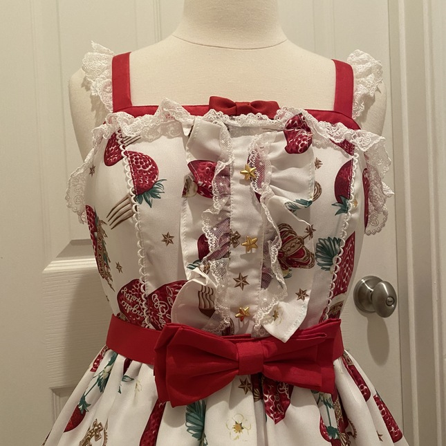 now 131* Angelic Pretty - Royal Crown Berry JSK - white