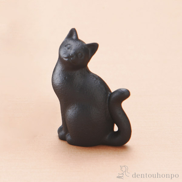 文鎮 尾長ネコ 黒 / 岩鋳 書道 高級 人気 お土産 おすすめ 南部鉄器