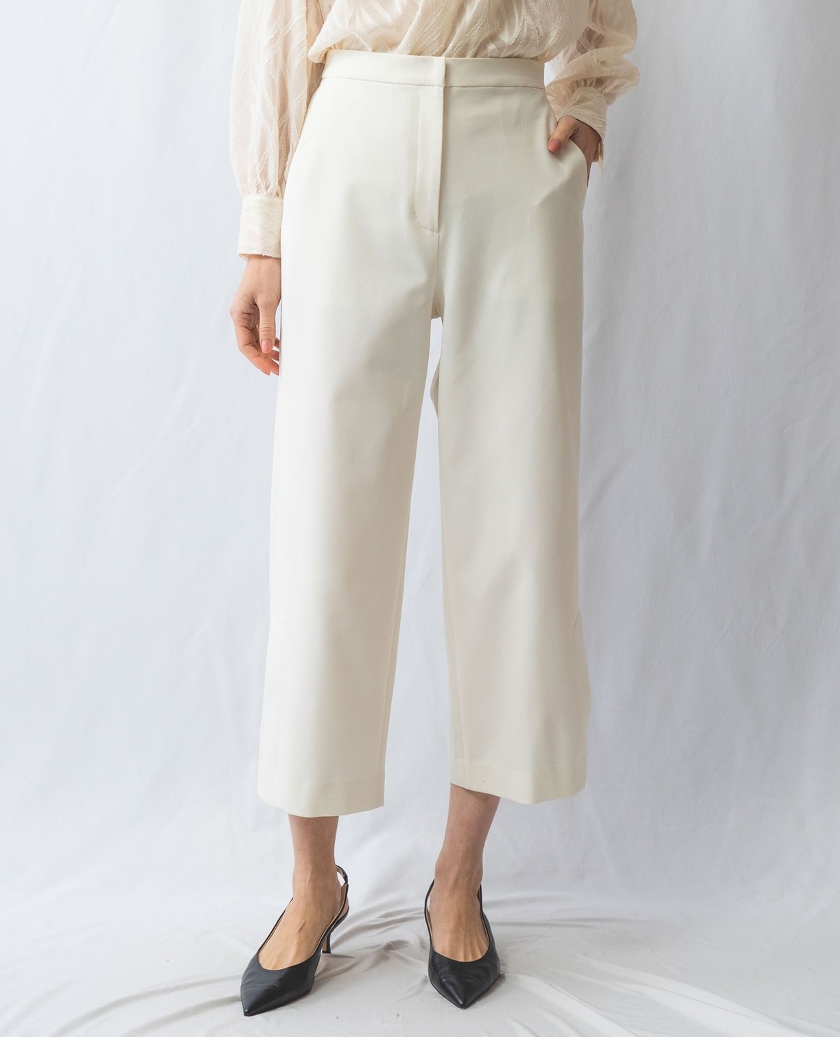 NARACAMICIE】カラーガウチョパンツ(1(M)9号 ホワイト): ナラ