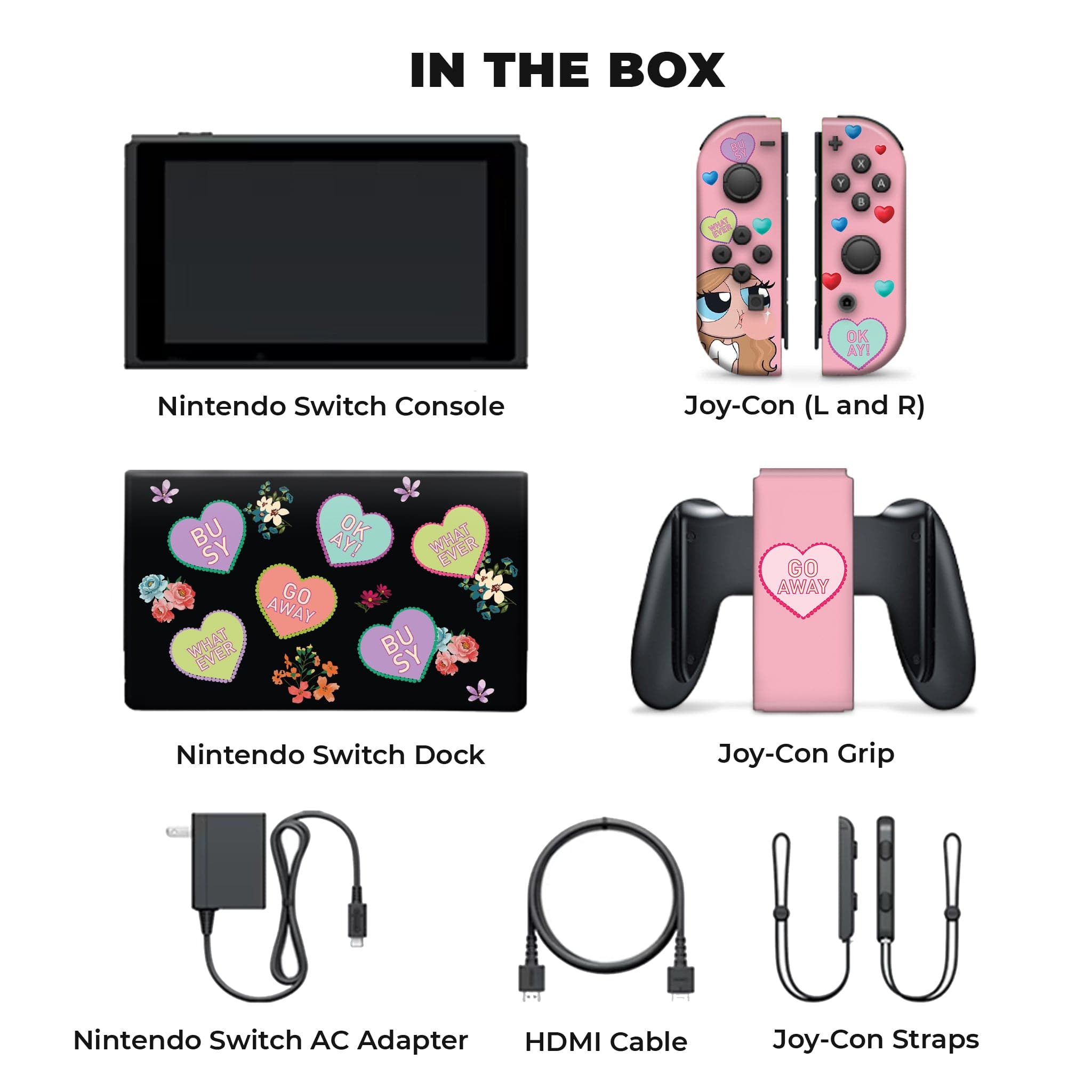 Busy Girl Hydrodipped Nintendo Switch Console Full Set: Nintendo Switc
