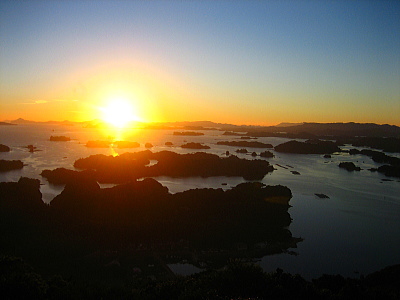 展海峰の夕日（南九十九島）