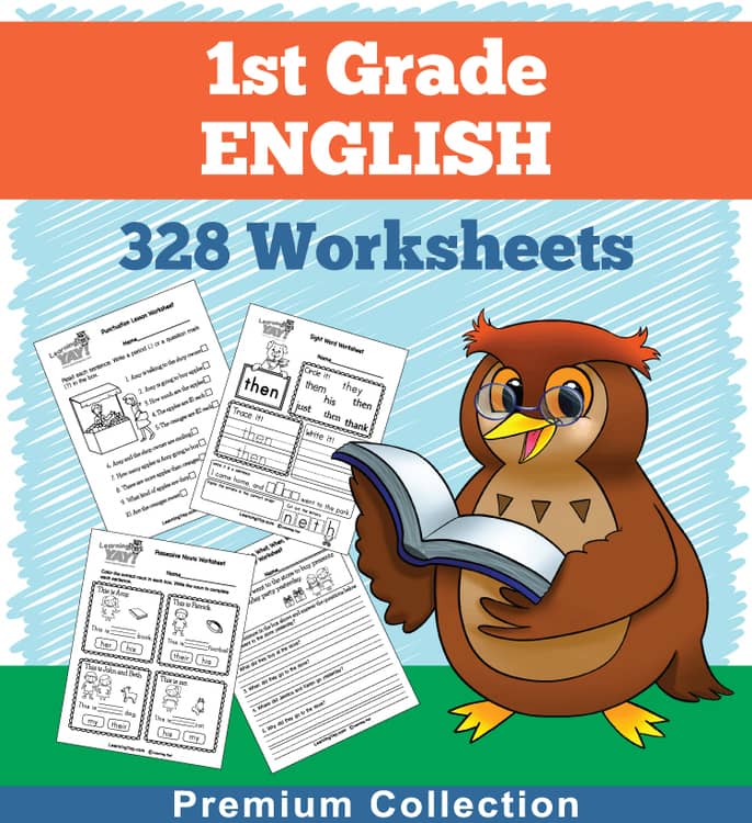 English Worksheets for First Grade (328 Worksheets) No Prep by