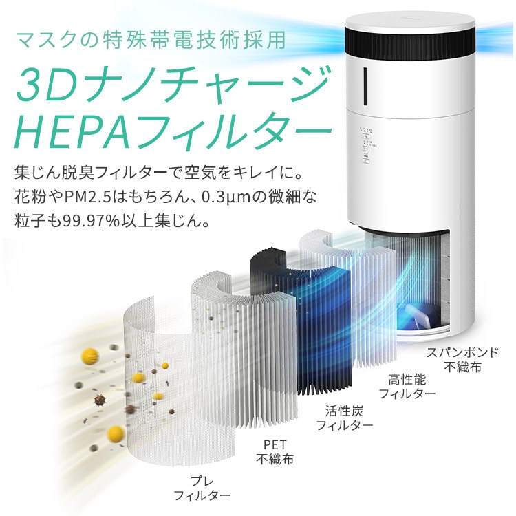 公式］加湿空気清浄機 16畳 AAP-SH30B-W ホワイト［安心延長保証対象