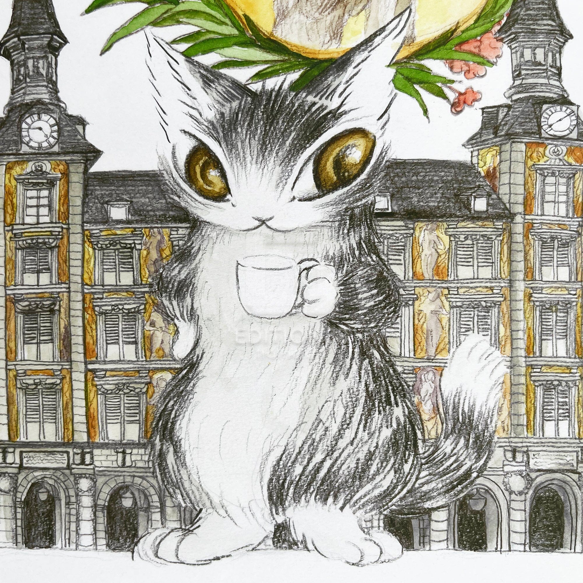 猫のダヤン 88グラフ「マヨール広場」/池田あきこ（直筆サイン入り