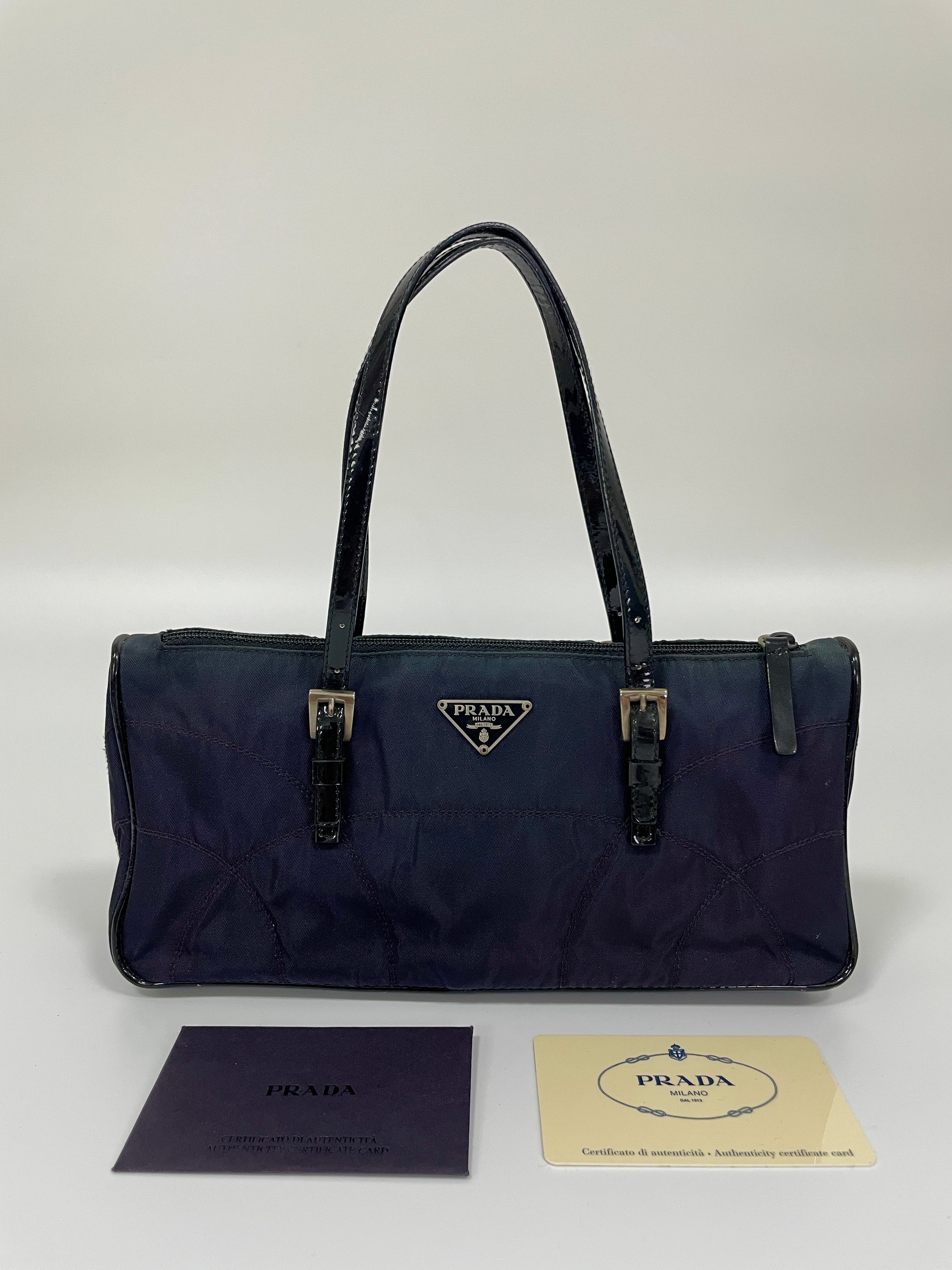 Prada Tessuto Spazzolato Bag in Indigo Prune Gradient Nylon