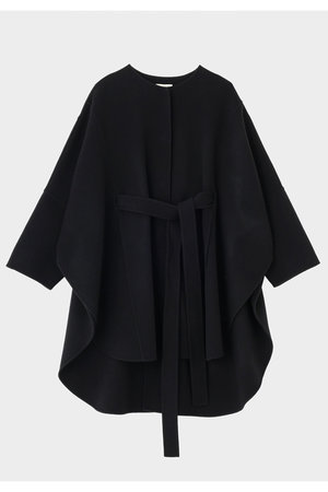 LE PHIL(ル フィル)｜ソフトウールリバーポンチョコート/ブラック の