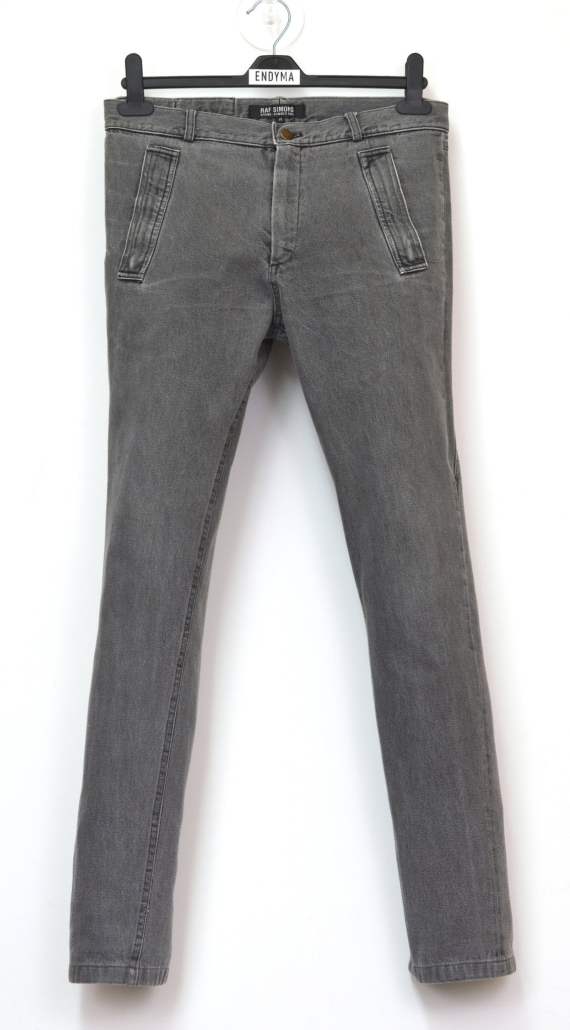 Raf Simons 2005 Acid Washed Denim Asymmetric Spiral Jeans with
