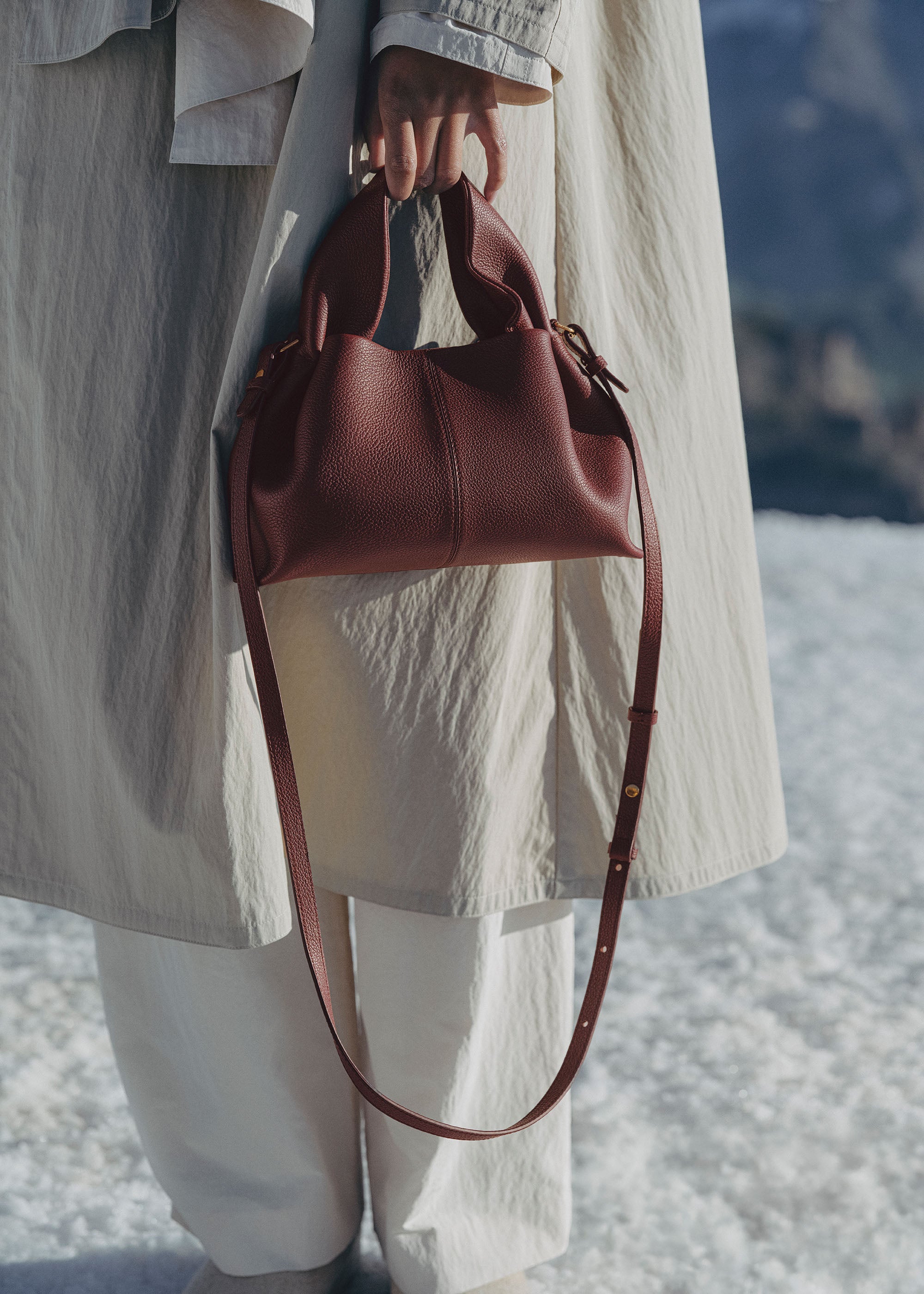 Polène | Bag - Numéro Neuf Mini - Textured Black Cherry – Polène EU