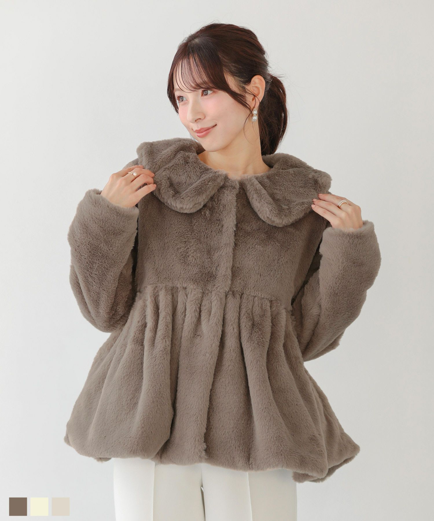 ビッグカラーウールライクシャギーコート【宅配便】 | Fit more