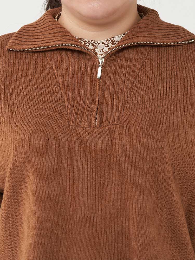 ブラウン ハーフジップニット | フォーエル公式通販