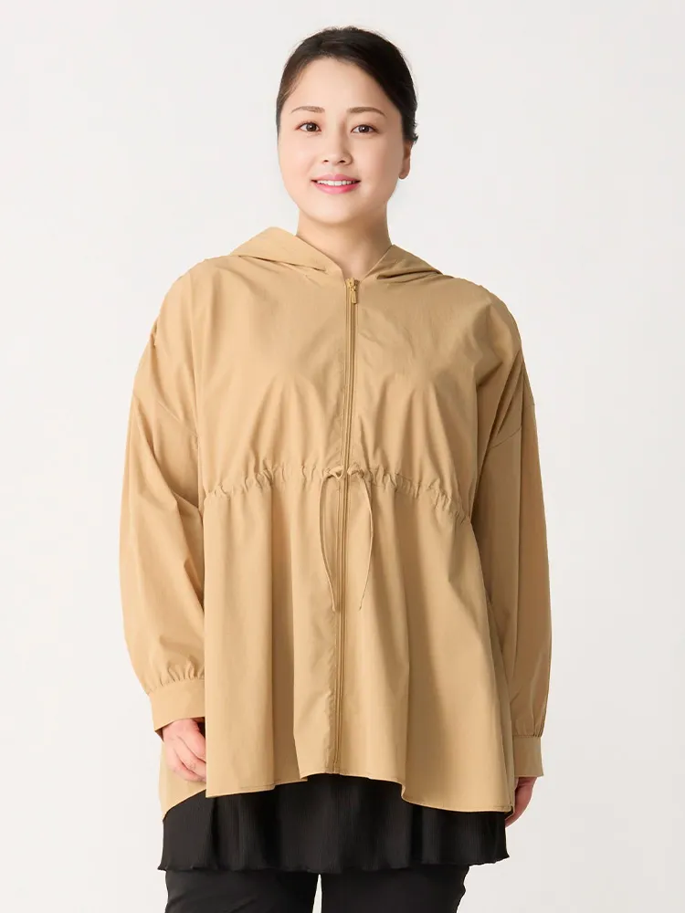 ベージュ 水陸両用ドロスト付きラッシュガードパーカー | フォーエル