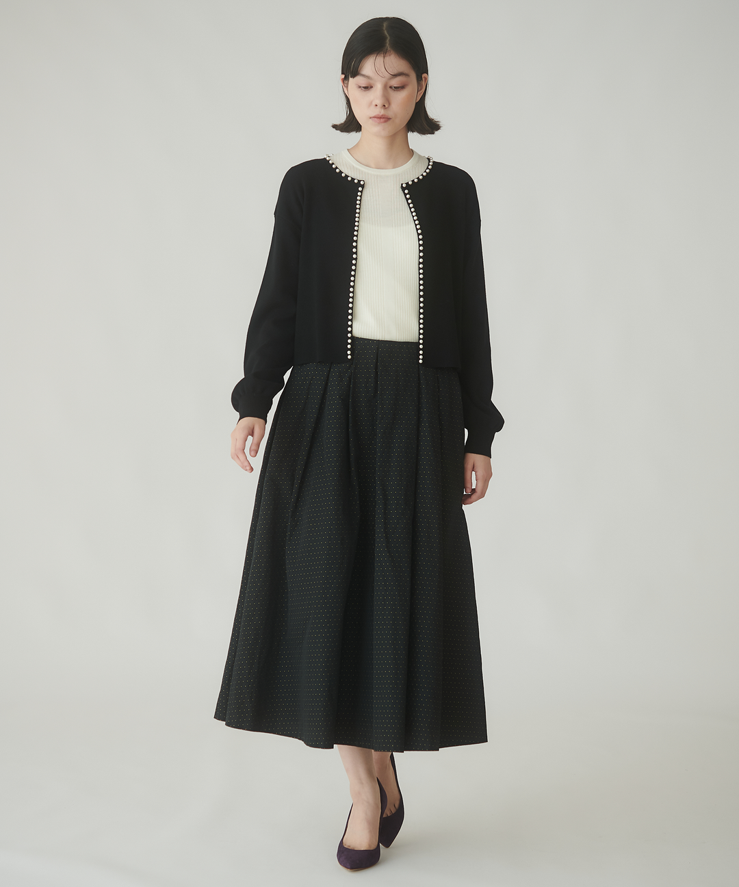 パール付きニットカーディガン – FACE SANS FARD