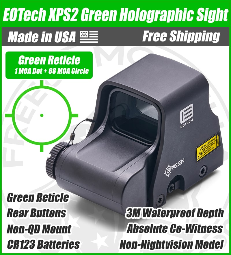 EOTech XPS2 Holographic Green Dot Sight, 1 MOA Dot, 68 MOA Outer