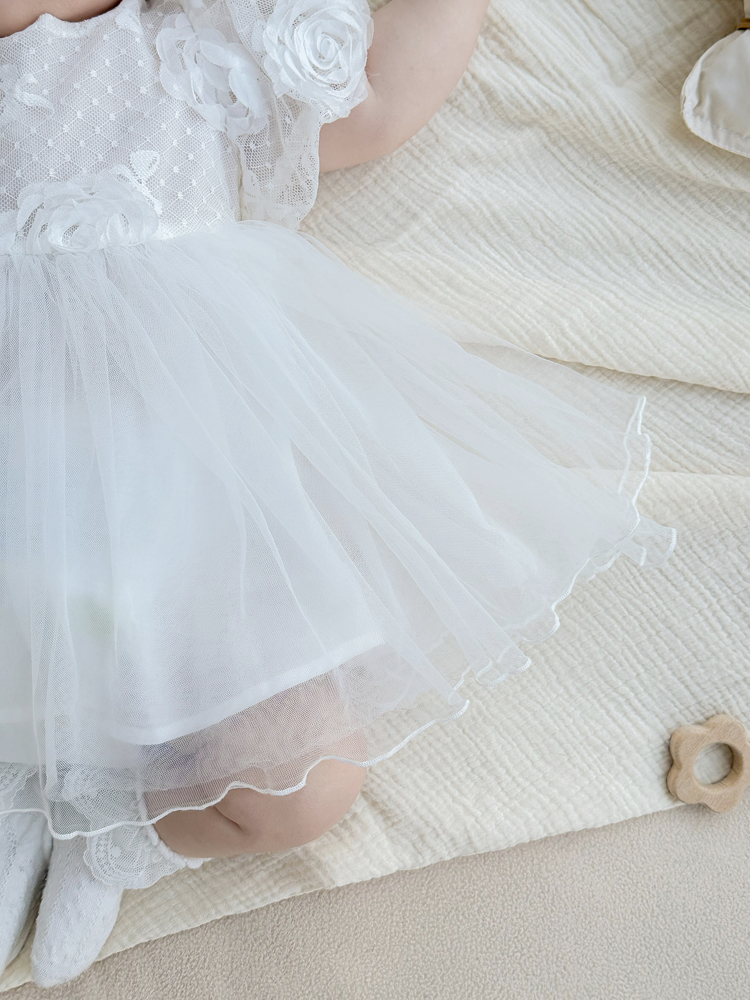 ベビードレス 66~90cm ヘアアクセ 靴下付き やさしい 退院用 ベビー