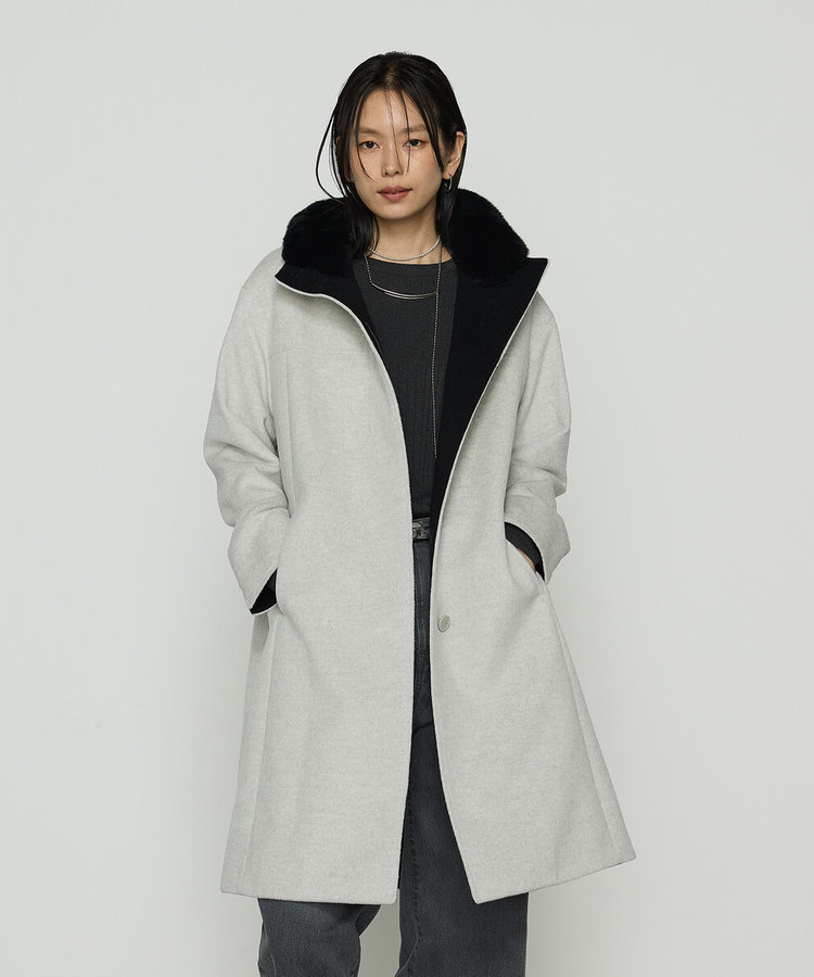アンゴラウール スタンドフーデッドコート（01-15WM04-205）｜K.T