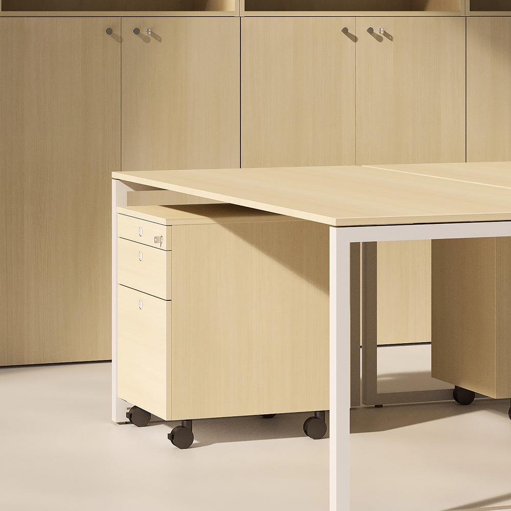 fantoni/ファントーニ/オフィス 木製ワゴン 3段 鍵付き 幅42 奥行57 高