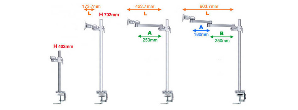 PC周辺機器 MODERNSOLID 液晶モニターアーム 水平多関節アーム 2段2列