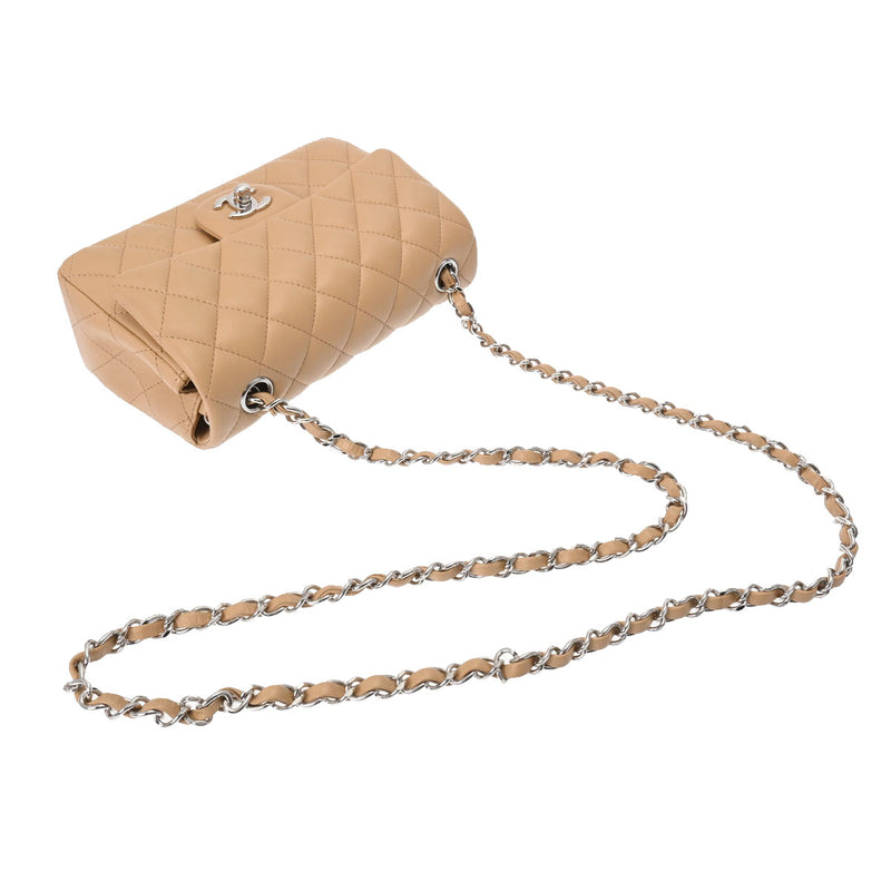 シャネルミニマトラッセ チェーンショルダー 20cm ベージュ シルバー
