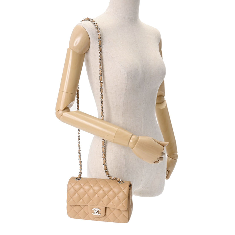 シャネルミニマトラッセ チェーンショルダー 20cm ベージュ シルバー