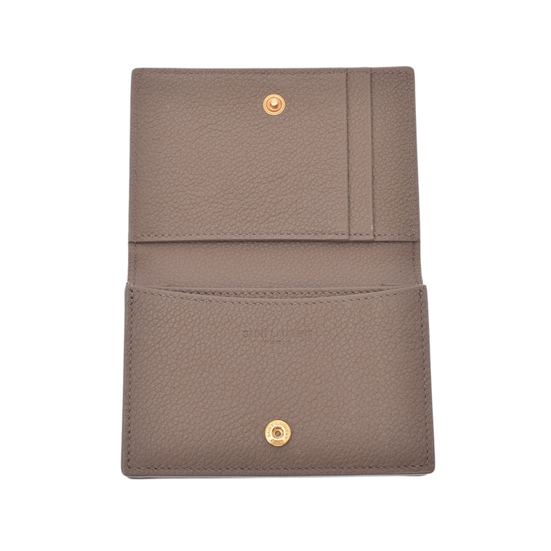 サンローラン名刺入れ グレーブラウン系 レディース カーフ カード