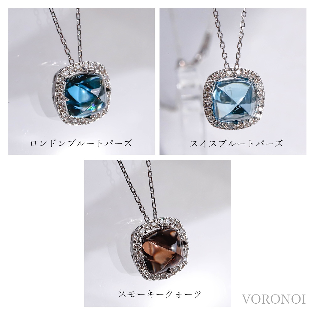 K10 MINAMO - Square - ダイヤモンド 取り巻き リング / ネックレス