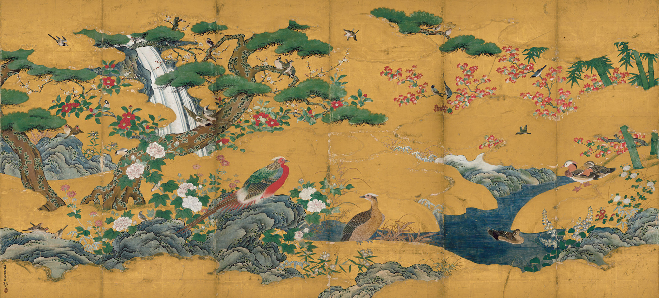 四季花鳥図屏風｜作品紹介｜キヤノン 綴プロジェクト｜キヤノングローバル