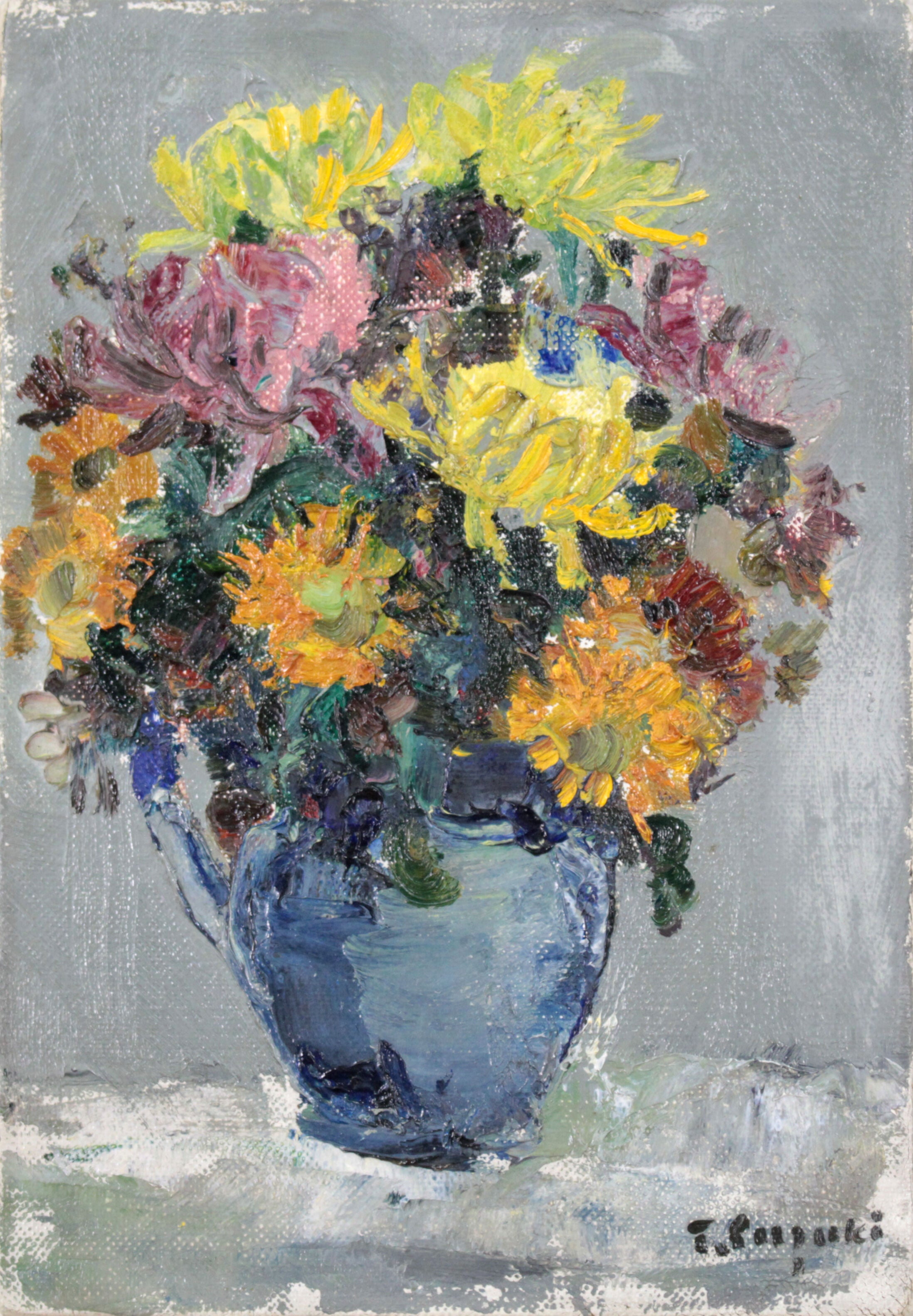 鈴木 伝 『花』 油彩画 - 北海道画廊