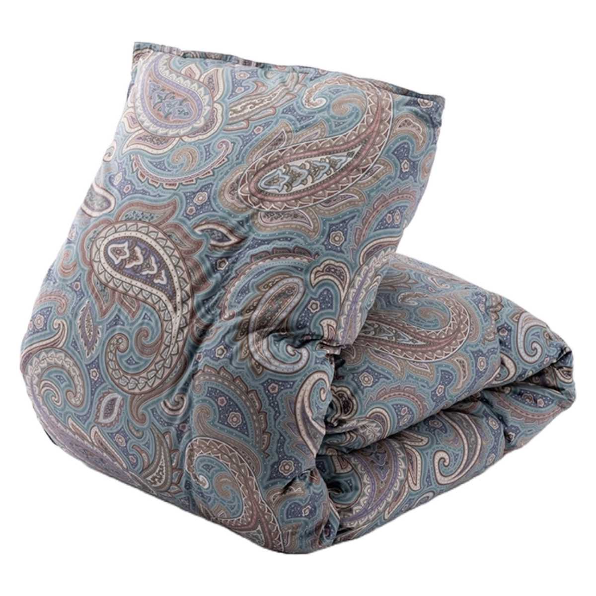 西川 羽毛布団 ホワイトダックダウン90％ ペイズリー柄 シングルロング