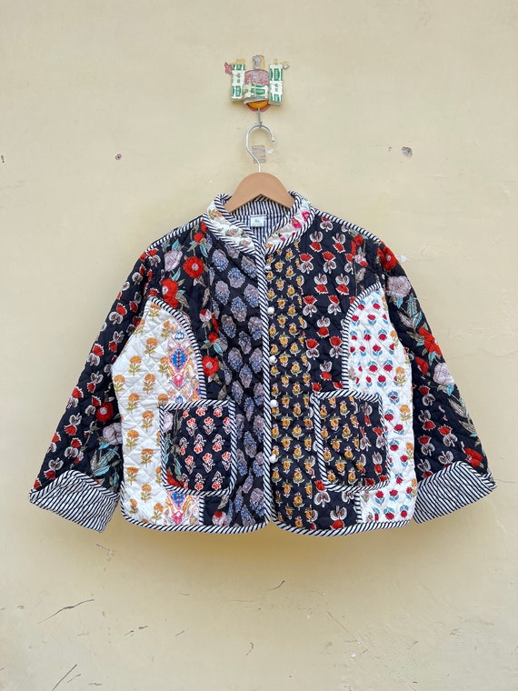 ハンドメイドインドパッチワークキルティングコットンジャケット