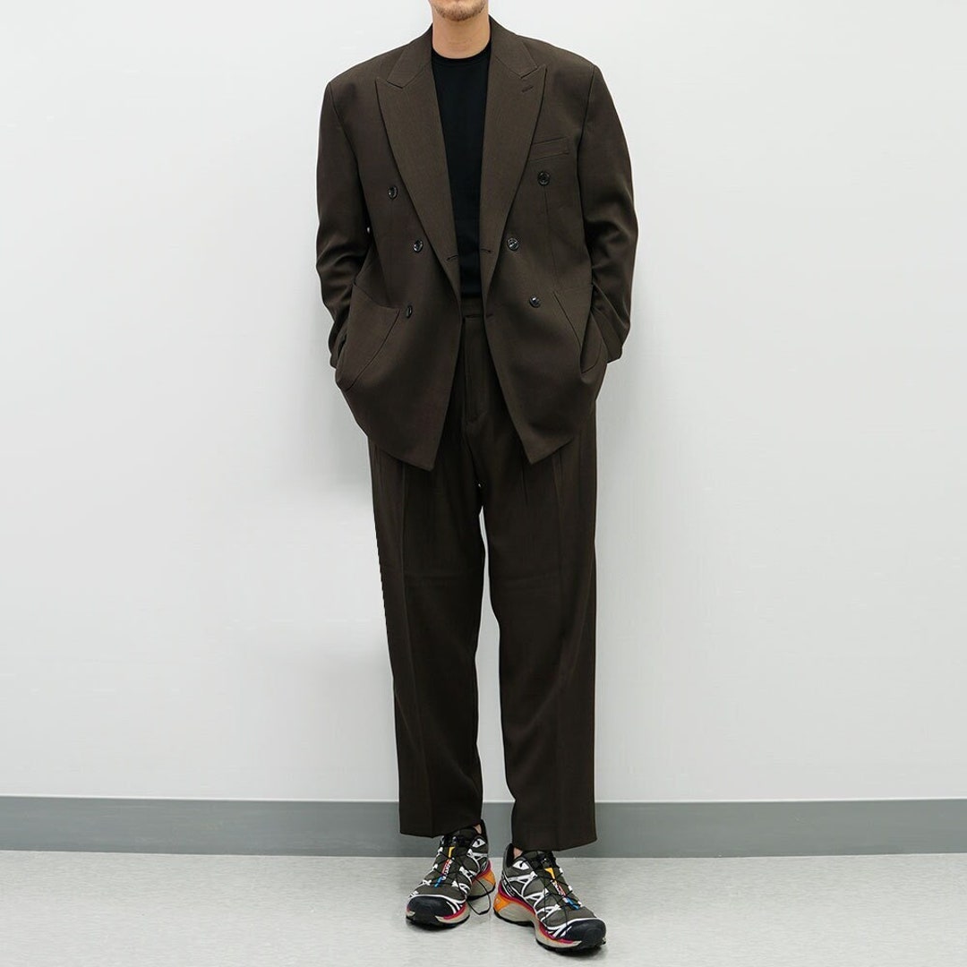 クラシックな2ピースメンズベーシックオーバーサイズダブルブレスト