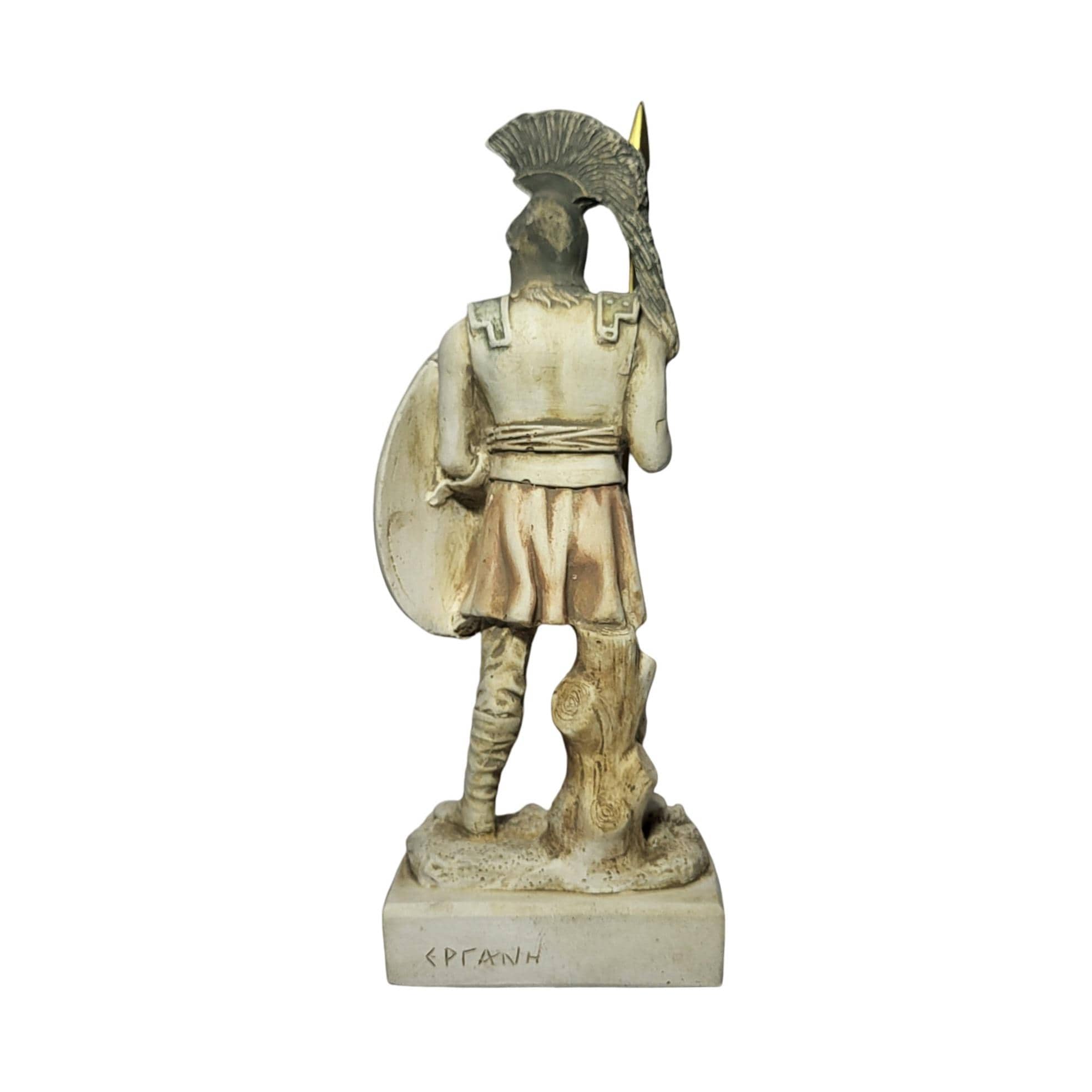 槍と盾を持った古代ギリシャの戦士像（緑青石膏彫刻） - Etsy 日本